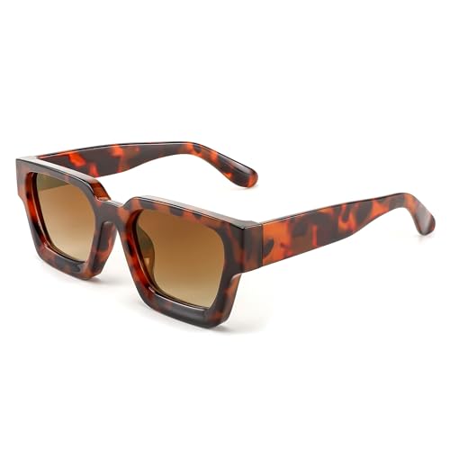 FEISEDY Square Sonnenbrille Chunky für Herren Damen Trendy Dickes Rahmen Sonnenbrillen mit UV400 Schutz B2385 von FEISEDY