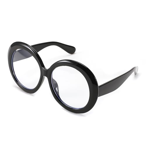 FEISEDY Übergroße Blaulichtfilter Brille Damen Herren Retro Große Runde Brillenfassung Computer Gaming Party Brille B2997 von FEISEDY