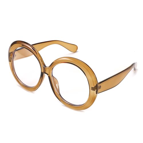 FEISEDY Übergroße Blaulichtfilter Brille Damen Herren Retro Große Runde Brillenfassung Computer Gaming Party Brille B2997 von FEISEDY