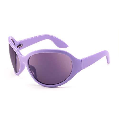 FEISEDY Übergroße Sonnenbrille Damen Herren Wrap-around Oval Futuristische Brille Alien Disco Partybrille für Rave Konzert Festivals B2391 von FEISEDY