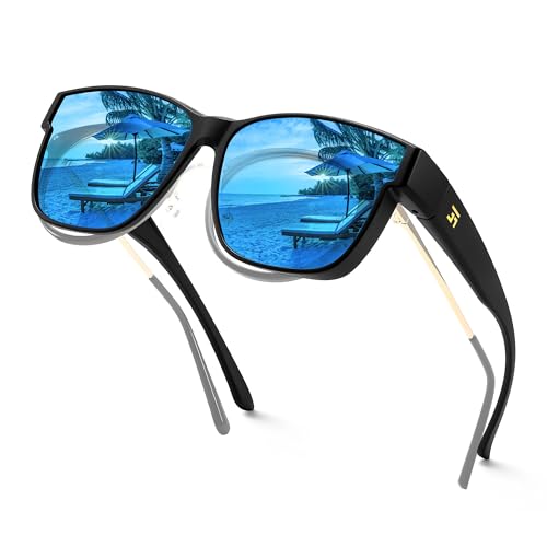 FEISEDY Überzieh Sonnenbrille Polarisiert für Brillenträger Damen Herren Überziehbrille Fit-over Überbrille Groß mit UV400 Schutz B0250 von FEISEDY