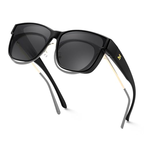 FEISEDY Überzieh Sonnenbrille Polarisiert für Brillenträger Damen Herren Überziehbrille Fit-over Überbrille Groß mit UV400 Schutz B0250 von FEISEDY