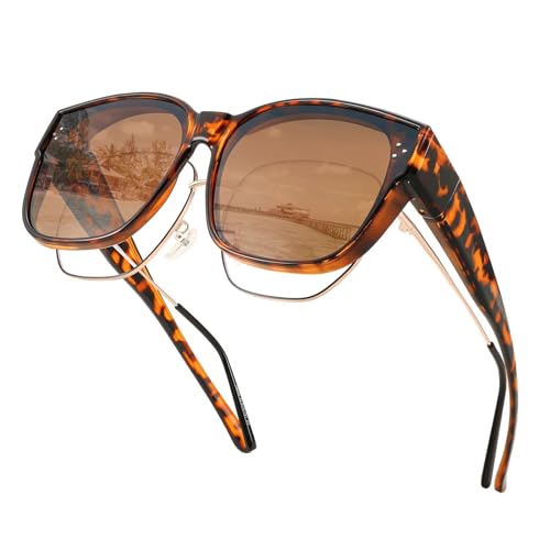 FEISEDY Überzieh Sonnenbrille Polarisiert für Brillenträger Überziehbrille Damen Herren Fit-over Überbrille Groß mit UV400 Schutz B2849 von FEISEDY