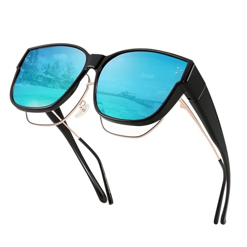 FEISEDY Überzieh Sonnenbrille Polarisiert für Brillenträger Überziehbrille Damen Herren Fit-over Überbrille Groß mit UV400 Schutz B2849 von FEISEDY