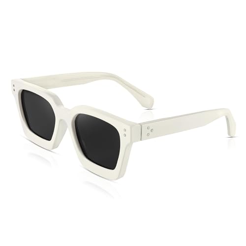 FEISEDY Vinatge Sonnenbrille Rechteckig Chunky Polarisiert für Herren Damen Dickes Rahmen Sonnenbrillen mit UV400 Schutz B2396 von FEISEDY