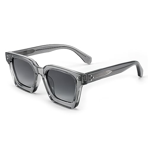 FEISEDY Vinatge Sonnenbrille Rechteckig Chunky Polarisiert für Herren Damen Dickes Rahmen Sonnenbrillen mit UV400 Schutz B2396 von FEISEDY