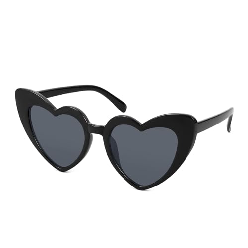 FEISEDY Herz Sonnenbrille Damen Retro 70er Jahre Herzform Brille Kiss Me Herzbrille Herzchen Brillen B2421 von FEISEDY
