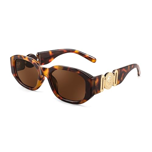 FEISEDY Vintage Trendy Sonnenbrille Rechteckig Damen Retro 90er Kleine Schmale Square Brille mit UV400 Schutz B2322 von FEISEDY