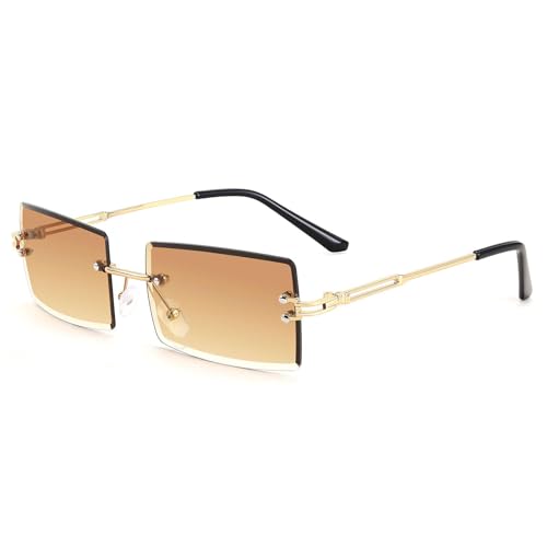 FEISEDY Rechteckig Sonnenbrille UV400 Schutz Kleine Rahmen Vintage Mode Square Sonnenbrille für Damen Herren B2642 von FEISEDY