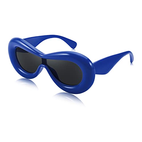FEISEDY Y2K Aufgeblasene Cat Eye Sonnenbrille Damen Cool Futuristisch Eyewear Lustig Stylisch Seltsam Sonnenbrille für Trend Street Style mit Sexy Lippen Rahmen B9088 von FEISEDY