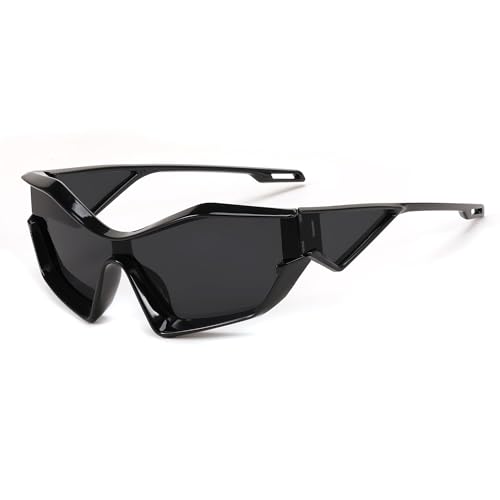 FEISEDY Y2K Futuristische Sonnenbrille Punk Techno Brillen Coole Schnell Brille Rave Konzert Alien Partybrille mit UV-Schutz B9131 von FEISEDY