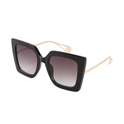 FEISEDY Vintage Sonnenbrillen Damen UV400 Schutz Klassisch Rechteckig Design Trendy Übergroße Brillen B2625 von FEISEDY