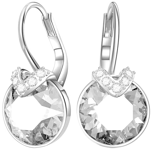 925 Sterling Silber Weiße Hängende Ohrringe - Runde Kristalle Damen Schmuck - Geschenk Für Frauen Zu Weihnachten von FEITENGU