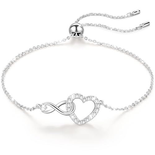 FEITENGU Armband Damen mit Infinity-Symbol & Herz, Armband Silber 925 Damen verstellbar, mit 5A Cubic Zirkonia besetzt, stilvolles Schmuckgeschenk für jeden Anlass, Geschenke für Frauen FEITENGU Armband Damen mit Infinity-Symbol & Herz, Armband Silber 925 Damen verstellbar, mit 5A Cubic Zirkonia besetzt, stilvolles Schmuckgeschenk für jeden Anlass, Geschenke für Frauen von FEITENGU