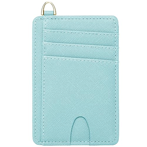 FEITH&FELLY Schlanke, minimalistische Vordertasche, RFID-blockierend, Kreditkartenetui für Damen und Herren, Saffiano-Blau, Classic von FEITH&FELLY