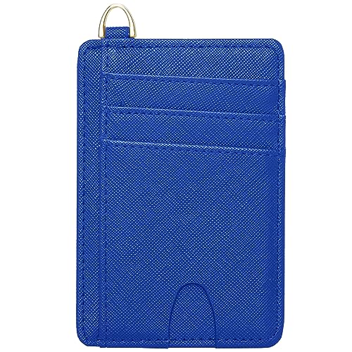 FEITH&FELLY Schlanke, minimalistische Vordertasche, RFID-blockierend, Kreditkartenetui für Damen und Herren, Saffiano Marineblau, Classic von FEITH&FELLY