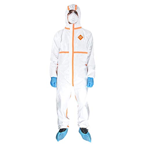 FEIXIANG Einweg-Schutzanzug mit Kapuze Isolationskleid Isolationskleid Innen-Outdoor-Overall für Männer Frauen Erwachsene Krankenhausschutzkleider von FEIXIANG