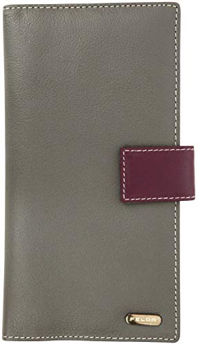 Felda - Damen Geldbörse aus Echtleder - Fächer für Smartphone, Karten & Scheine - RFID-Schutz - Grau Mehrfarbig von FELDA