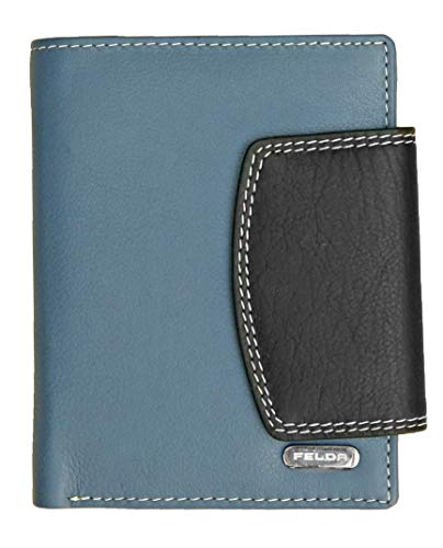 Felda - Damen Geldbörse aus Echtleder - Kartenfächer & Münzfach - RFID-Blocker - Modernes Grau Mehrfarbig von FELDA