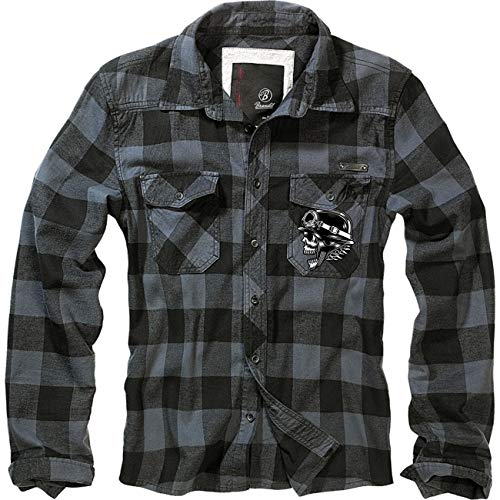 FELDWEGHEIZER Herren Holzfällerhemd Langarm Biker Motorrad Totenkopf Größe S bis 7XL MC von FELDWEGHEIZER