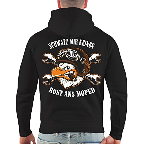FELDWEGHEIZER Herren Junge Kapuzenpullover Schwatz Mir keinen Rost ans Moped Motorrad Sprüche von FELDWEGHEIZER