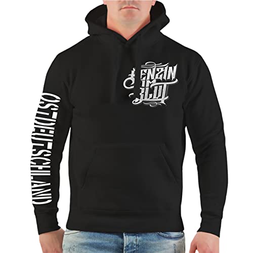 FELDWEGHEIZER Herren Kapuzenpullover Hoodie Benzin im Blut Simson Moped Spruch auf dem Rücken Größe S - 5XL von FELDWEGHEIZER