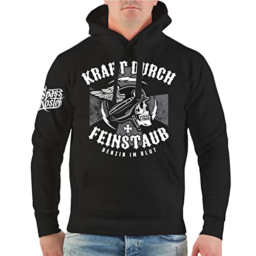 FELDWEGHEIZER Herren Kapuzenpullover Biker Totenkopf Kraft durch Feinstaub Größe S - 5XL von FELDWEGHEIZER