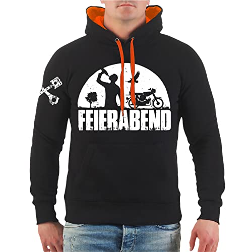 FELDWEGHEIZER Herren Kapuzenpullover Motorrad Motiv Feierabend Größe S - 5XL von FELDWEGHEIZER