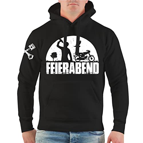 FELDWEGHEIZER Herren Kapuzenpullover Motorrad Motiv Feierabend Größe S - 5XL von FELDWEGHEIZER