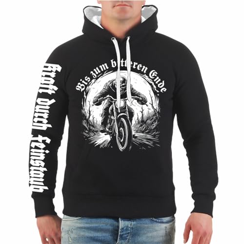 FELDWEGHEIZER Herren Kapuzenpullover Hoodie Motorrad Biker Motiv Bis zum bitteren Ende Größe S - 5XL von FELDWEGHEIZER