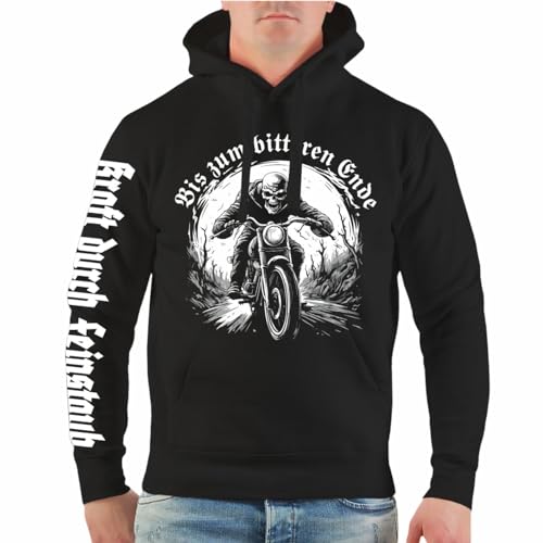 FELDWEGHEIZER Herren Kapuzenpullover Hoodie Motorrad Biker Motiv Bis zum bitteren Ende Größe S - 5XL von FELDWEGHEIZER
