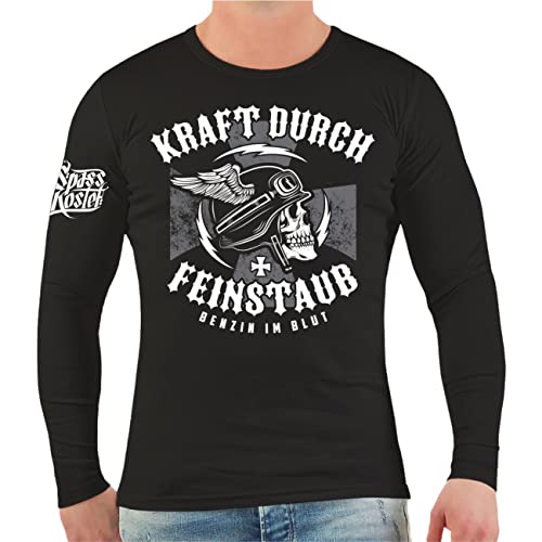 FELDWEGHEIZER Herren Longsleeve Langarmshirt Biker Totenkopf Kraft durch Feinstaub Größe S - 3XL von FELDWEGHEIZER