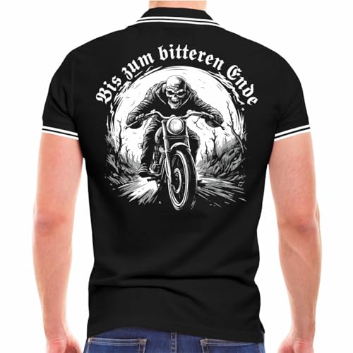 FELDWEGHEIZER Herren Poloshirt Polohemd Motorrad Biker Motiv Bis zum bitteren Ende (mit Rückendruck) Größe S - 5XL von FELDWEGHEIZER