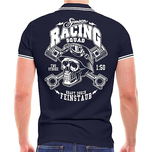 FELDWEGHEIZER Herren Poloshirt Polohemd Ostdeutschland Simson Racing Team (mit Rückendruck) Größe S - 5XL von FELDWEGHEIZER