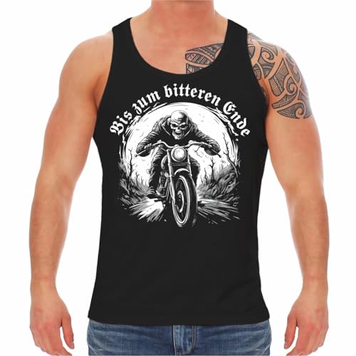 FELDWEGHEIZER Herren Tank Top Muskelshirt Motorrad Biker Motiv Bis zum bitteren Ende Größe S - 5XL von FELDWEGHEIZER
