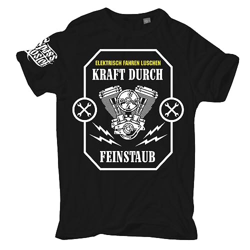 FELDWEGHEIZER Herren Tshirt Biker Totenkopf Kraft durch Feinstaub Größe S - 5XL von FELDWEGHEIZER