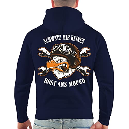 FELDWEGHEIZER Herren Junge Kapuzenpullover Schwatz Mir keinen Rost ans Moped Motorrad Sprüche von FELDWEGHEIZER