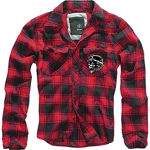 FELDWEGHEIZER Herren Holzfällerhemd Langarm Biker Motorrad Totenkopf Größe S bis 7XL MC von FELDWEGHEIZER