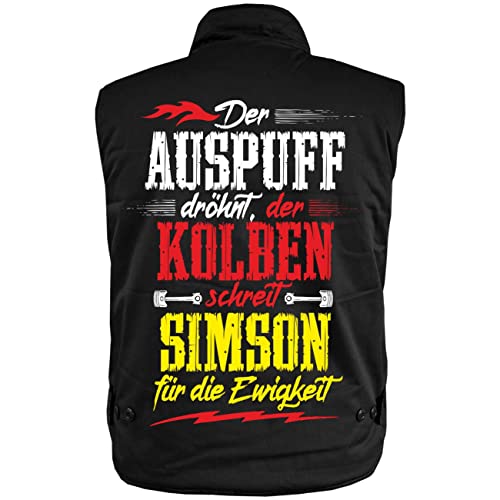 FELDWEGHEIZER Männer Ranger Weste mit Futter Benzin im Blut Simson Moped Spruch auf dem Rücken Größe S - 5XL FELDWEGHEIZER Männer Ranger Weste mit Futter Benzin im Blut Simson Moped Spruch auf dem Rücken Größe S - 5XL von FELDWEGHEIZER