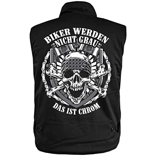 FELDWEGHEIZER Männer Ranger Weste mit Futter Biker werden nicht grau DAS IST CHROM (mit Rückendruck) Größe S - 5XL von FELDWEGHEIZER
