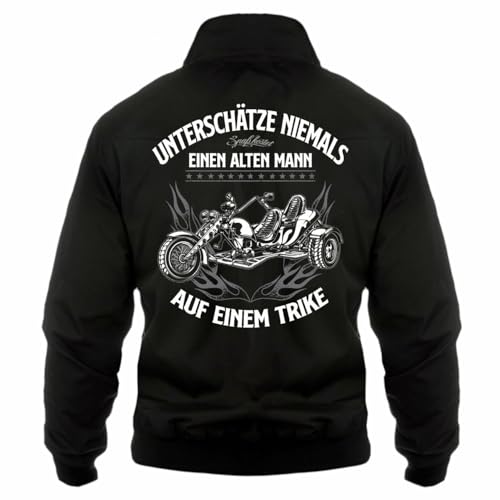 FELDWEGHEIZER Herren Harrington Jacke Triker Unterschätze niemals einen alten Mann auf Trike von FELDWEGHEIZER