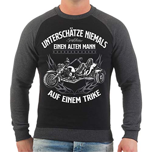 FELDWEGHEIZER Männer und Herren Sweatshirt Triker Unterschätze Niemals einen Alten Mann auf einem Trike Größe S - 4XL von FELDWEGHEIZER