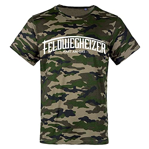 FELDWEGHEIZER Männer und Herren Tarn T-Shirt Camouflage Hart am Gas Größe S - 7XL von FELDWEGHEIZER