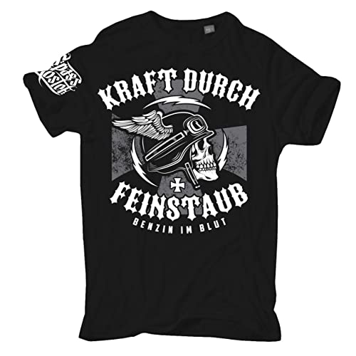 FELDWEGHEIZER Übergrößen Herren Tshirt Biker Totenkopf Kraft durch Feinstaub Größe 3XL - 8XL von FELDWEGHEIZER