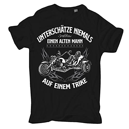 FELDWEGHEIZER Übergrößen Herren Tshirt Unterschätze Niemals einen Alten Mann auf einem Trike Größe 3XL - 8XL von FELDWEGHEIZER