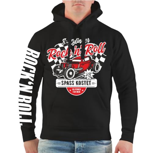 Herren Kapuzenpullover Spass kostet 8 Zylinder Rockn Roll Hoodie Lucky King Größe S - 5XL von FELDWEGHEIZER