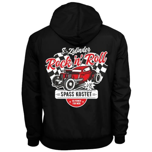 Herren Windbreaker Regenjacke Spass kostet 8 Zylinder Rockn Roll Windjacke Größe S - 5XL von FELDWEGHEIZER