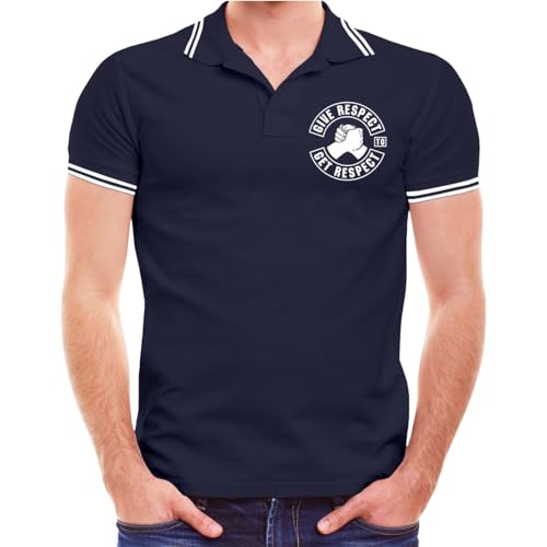 Männer und Herren Polo Shirt Give Respect to get Respect (mit Rückendruck) Größe S - 5XL von FELDWEGHEIZER