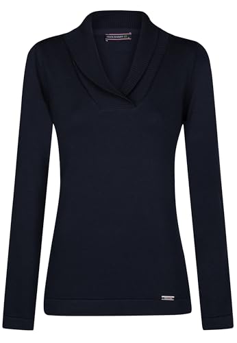 FELIX HARDY Damen Polo Pullover Polokragen Pullover Langarmshirt Feinstrick Sweater Freizeit Basic Strickpullover 100% Baumwolle Regular Fit Navy- M von FELIX HARDY