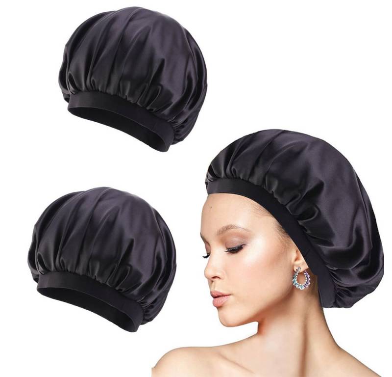 FELIXLEO Duschhaube 3 Stück Seidenhaube zum Schlafen Seide Verstellbare Satin Haarhaube (3 St) von FELIXLEO